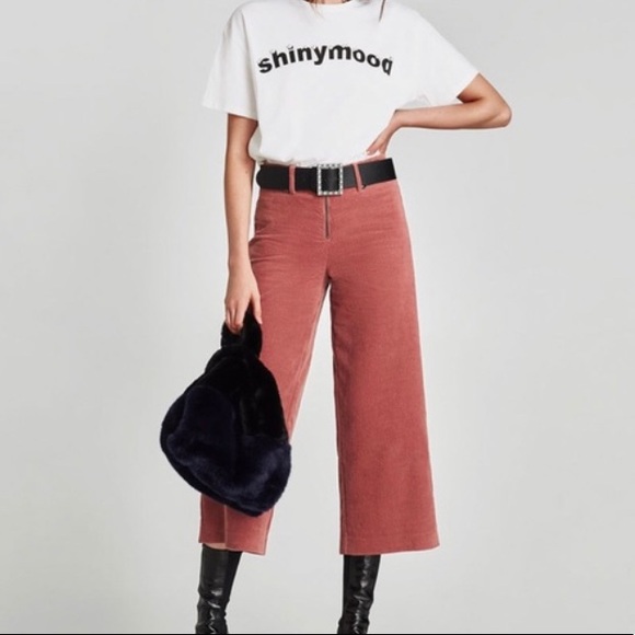 Zara Pants - Zara Cropped Wide Leg Corduroy Pants